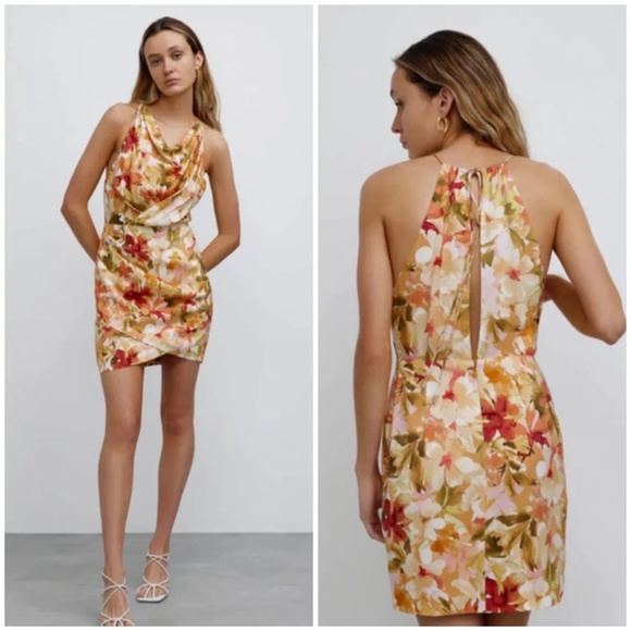 NWT Significant Other Chiara Floral Print Tie Back Mini dress - Picture 1 of 4